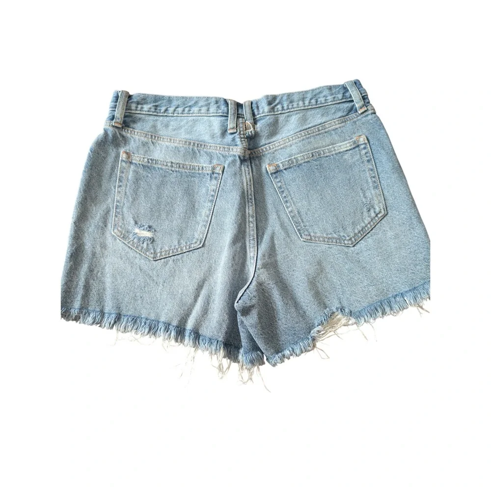 We The Free People High Rise Distressed‎ Denim Shorts Light Wash Sz 29 0592